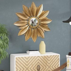 ASENSE HOME COLLECTION SUNBURST MIRROR, CLASSIC METAL DECORATIVE WALL MIRROR